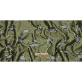 Metallic Olive Green Abstract Luxury Burnout Brocade