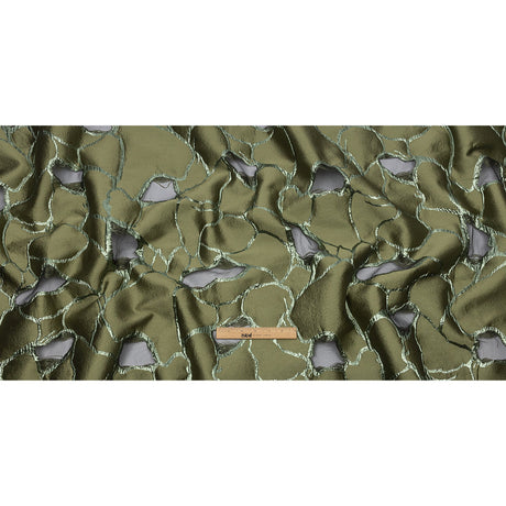 Metallic Olive Green Abstract Luxury Burnout Brocade