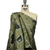 Metallic Olive Green Abstract Luxury Burnout Brocade
