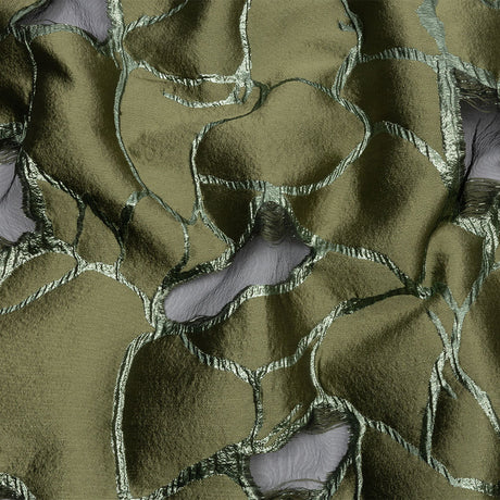 Metallic Olive Green Abstract Luxury Burnout Brocade