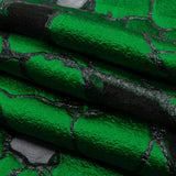 Metallic Black and Green Abstract Luxury Burnout Brocade
