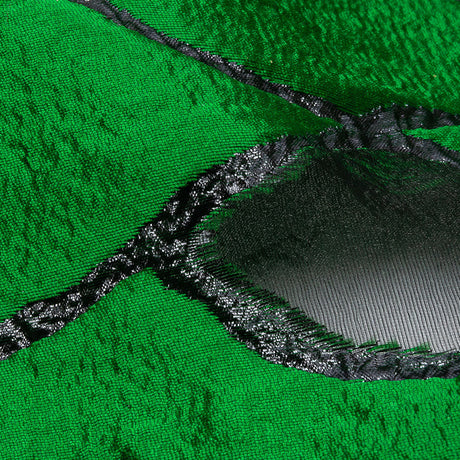 Metallic Black and Green Abstract Luxury Burnout Brocade