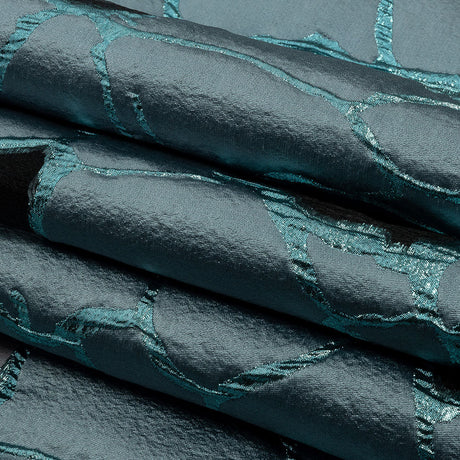 Metallic Light Blue Abstract Luxury Burnout Brocade