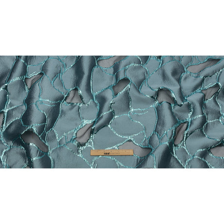 Metallic Light Blue Abstract Luxury Burnout Brocade