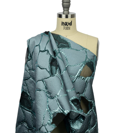 Metallic Light Blue Abstract Luxury Burnout Brocade