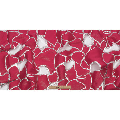 Metallic Silver and Hot Pink Abstract Luxury Burnout Brocade
