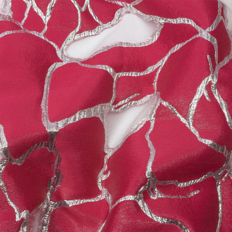 Metallic Silver and Hot Pink Abstract Luxury Burnout Brocade