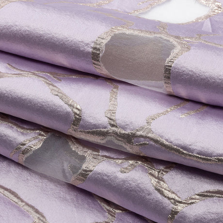 Metallic Rose Gold and Lilac Abstract Luxury Burnout Brocade