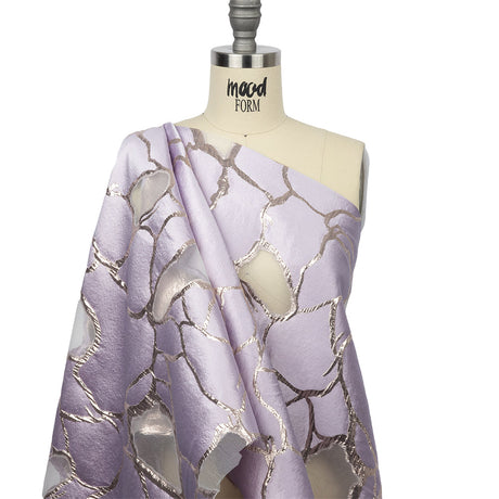 Metallic Rose Gold and Lilac Abstract Luxury Burnout Brocade