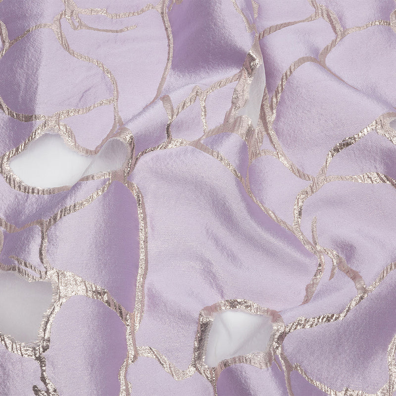 Metallic Rose Gold and Lilac Abstract Luxury Burnout Brocade