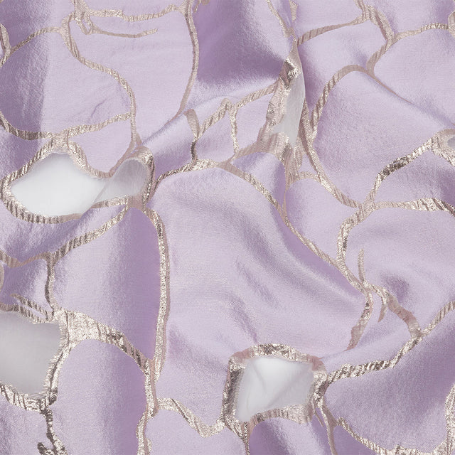 Metallic Rose Gold and Lilac Abstract Luxury Burnout Brocade