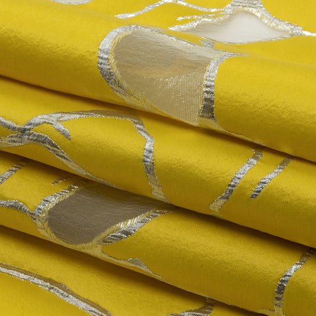 Metallic Silver and Lemon Abstract Luxury Burnout Brocade