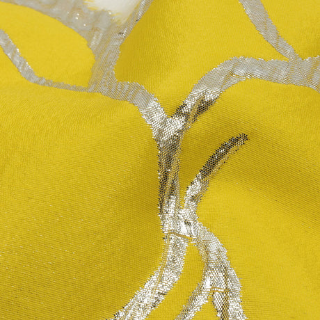 Metallic Silver and Lemon Abstract Luxury Burnout Brocade