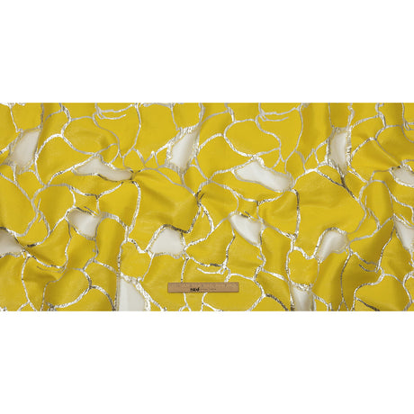 Metallic Silver and Lemon Abstract Luxury Burnout Brocade