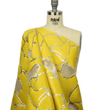 Metallic Silver and Lemon Abstract Luxury Burnout Brocade
