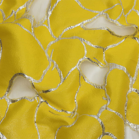 Metallic Silver and Lemon Abstract Luxury Burnout Brocade