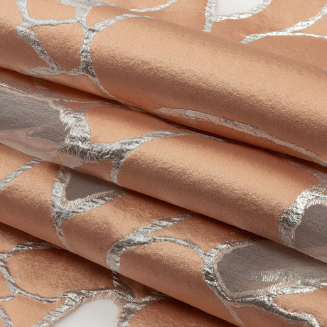 Metallic Silver and Creamsicle Abstract Luxury Burnout Brocade