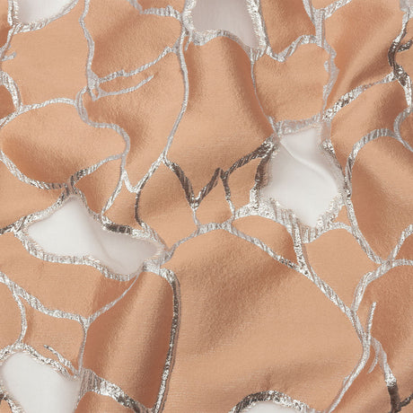 Metallic Silver and Creamsicle Abstract Luxury Burnout Brocade