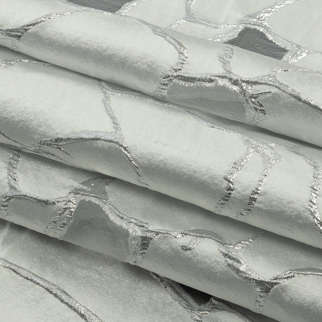 Metallic Silver and White Abstract Luxury Burnout Brocade