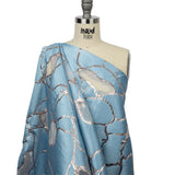 Metallic Silver and Sky Abstract Luxury Burnout Brocade