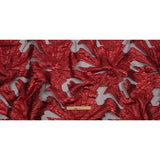 Metallic Red Firework Flowers Luxury Burnout Brocade