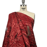 Metallic Red Firework Flowers Luxury Burnout Brocade