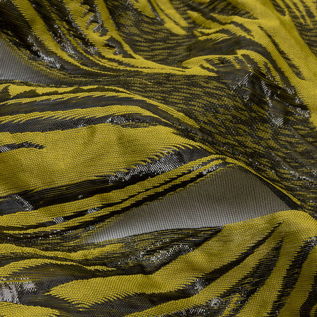 Metallic Black and Golden Olive Firework Flowers Luxury Burnout Brocade