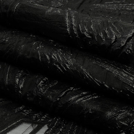 Metallic Black Firework Flowers Luxury Burnout Brocade