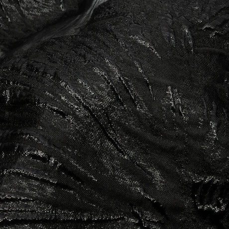 Metallic Black Firework Flowers Luxury Burnout Brocade