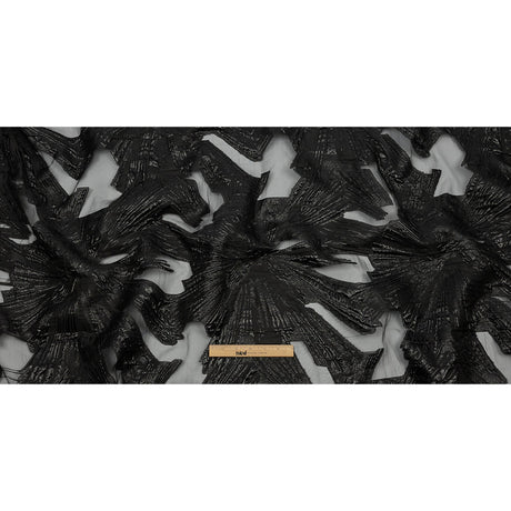 Metallic Black Firework Flowers Luxury Burnout Brocade