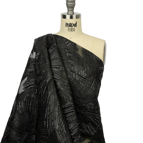 Metallic Black Firework Flowers Luxury Burnout Brocade
