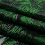 Metallic Black and Green Firework Flowers Luxury Burnout Brocade