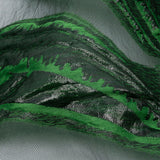 Metallic Black and Green Firework Flowers Luxury Burnout Brocade