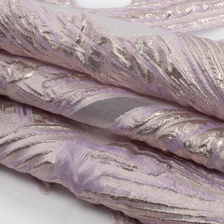 Metallic Rose Gold and Lilac Firework Flowers Luxury Burnout Brocade