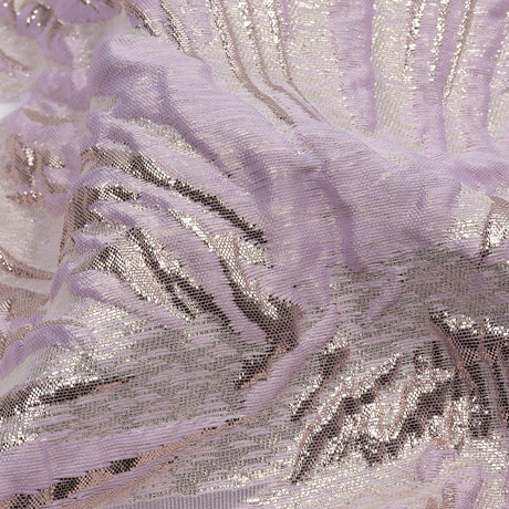 Metallic Rose Gold and Lilac Firework Flowers Luxury Burnout Brocade