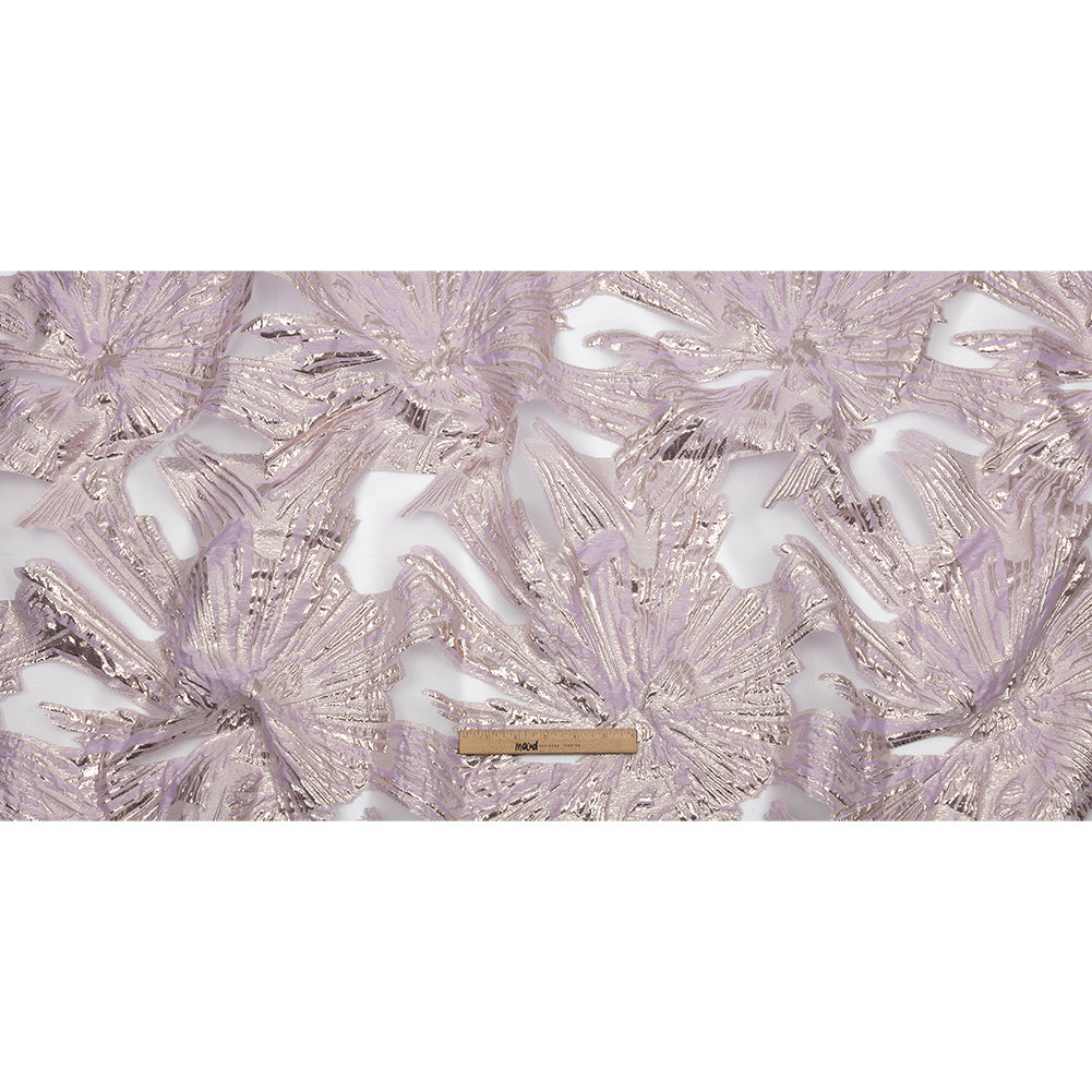 Metallic Rose Gold and Lilac Firework Flowers Luxury Burnout Brocade