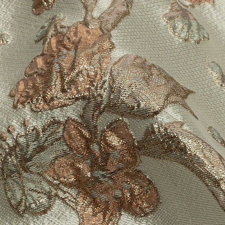 Metallic Gold, Pale Blue and Creamsicle Flowering Vines Luxury Brocade