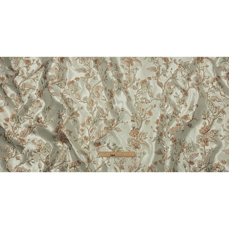 Metallic Gold, Pale Blue and Creamsicle Flowering Vines Luxury Brocade