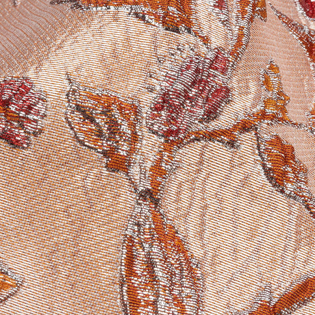 Metallic Orange and Red Flowering Vines Luxury Brocade