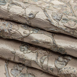 Metallic Pastel Pink and Light Blue Flowering Vines Luxury Brocade