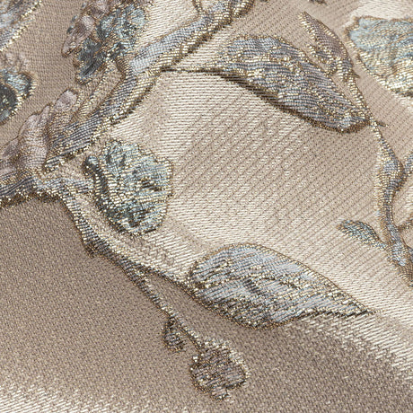 Metallic Pastel Pink and Light Blue Flowering Vines Luxury Brocade