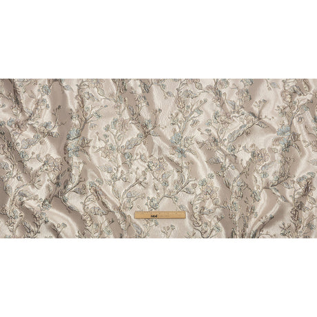 Metallic Pastel Pink and Light Blue Flowering Vines Luxury Brocade