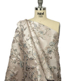 Metallic Pastel Pink and Light Blue Flowering Vines Luxury Brocade