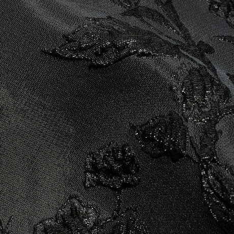 Metallic Black Flowering Vines Luxury Brocade