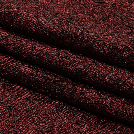 Astrolabe Metallic Dark Red Crinkled Luxury Brocade with Black Backing