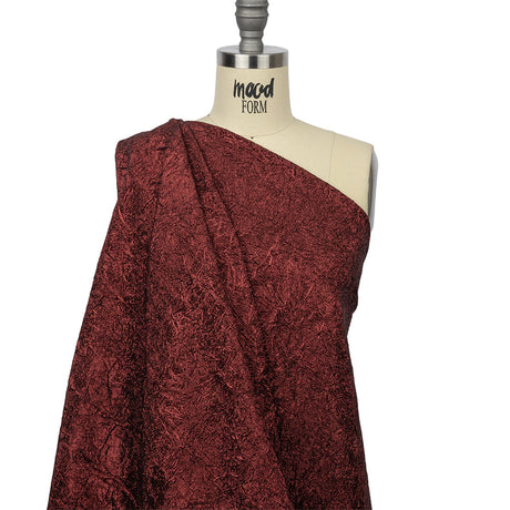 Astrolabe Metallic Dark Red Crinkled Luxury Brocade with Black Backing