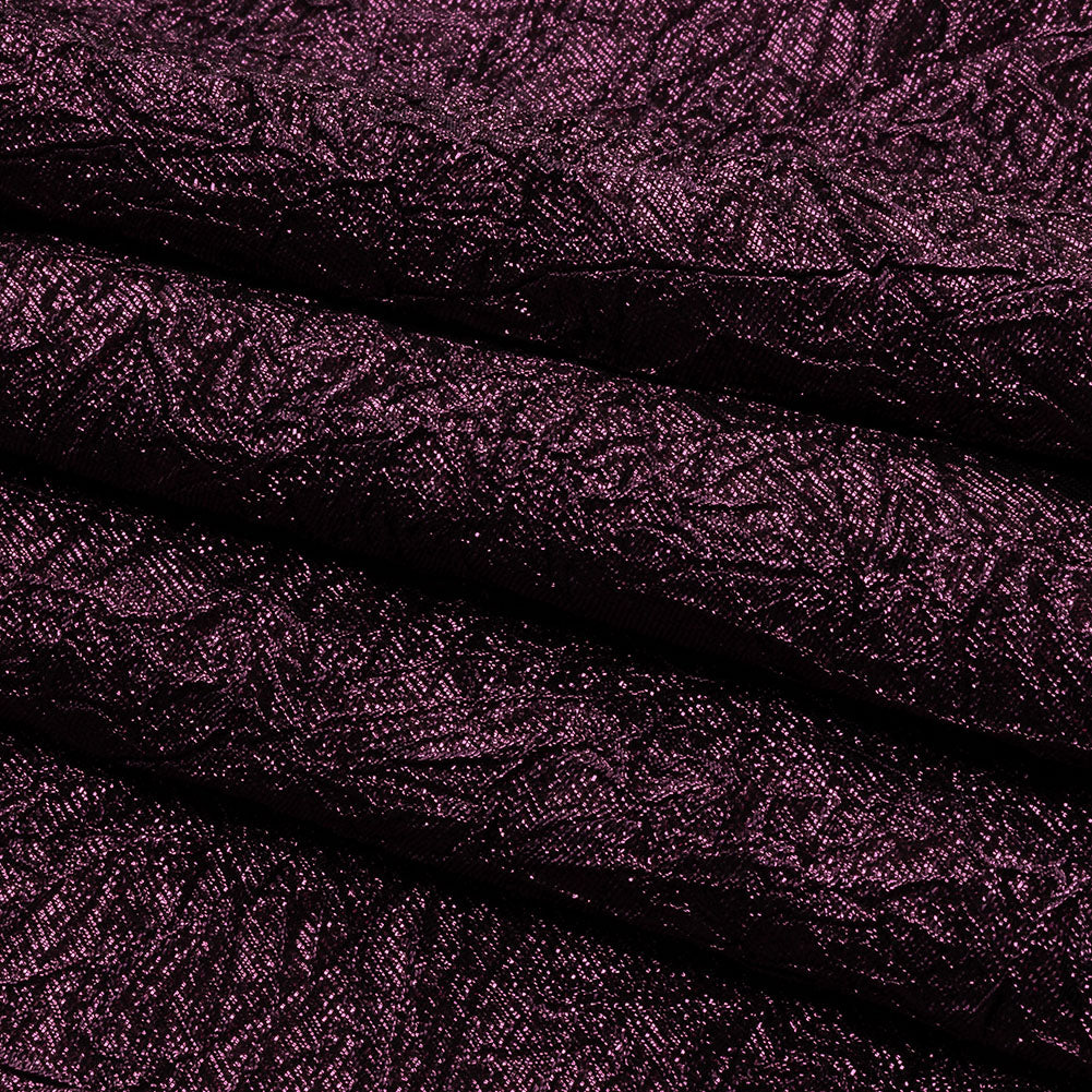Astrolabe Metallic Dark Magenta Crinkled Luxury Brocade with Black Backing