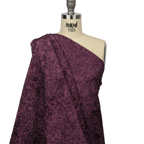 Astrolabe Metallic Dark Magenta Crinkled Luxury Brocade with Black Backing