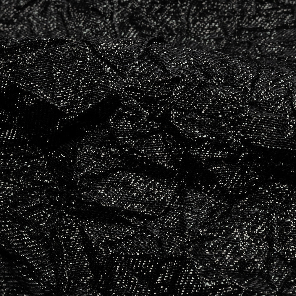 Astrolabe Metallic Black Crinkled Luxury Brocade with Black Backing