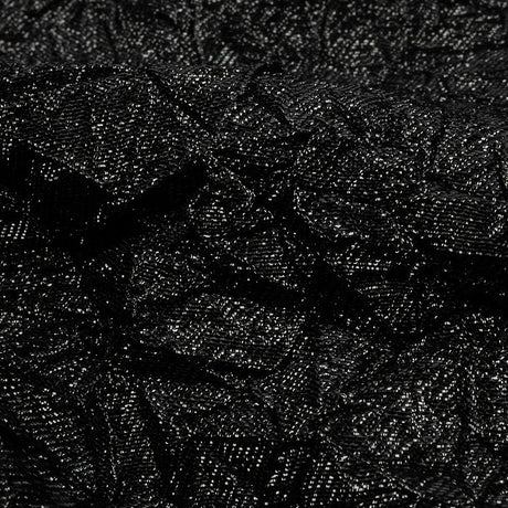 Astrolabe Metallic Black Crinkled Luxury Brocade with Black Backing